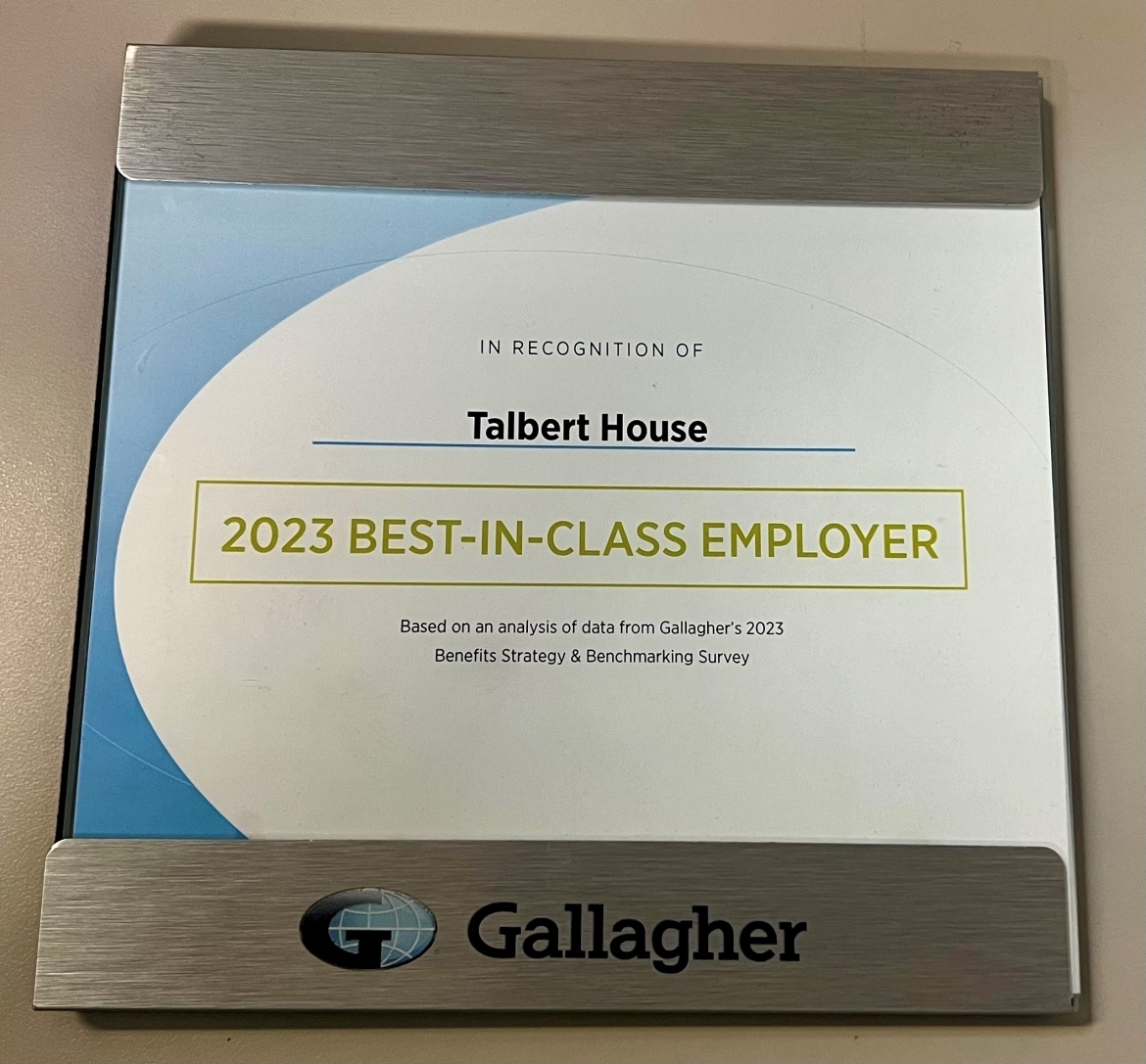 Talbert House 2023 Best-In-Class Employer award